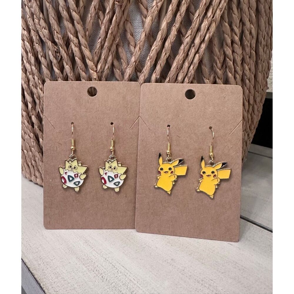 pokémon Pikachu Dangle Drop Yellow Girlie Earring Set New